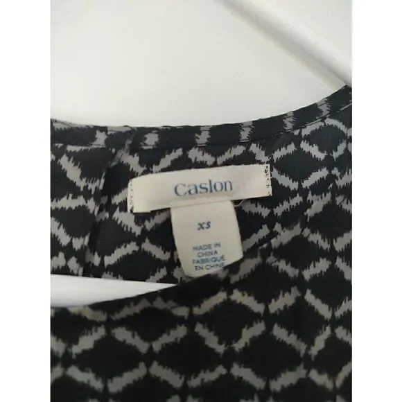 Caslon Womens Size XS Black Gray Straight Shift Round Neck Sleeveless Mini Dress - Picture 4 of 6